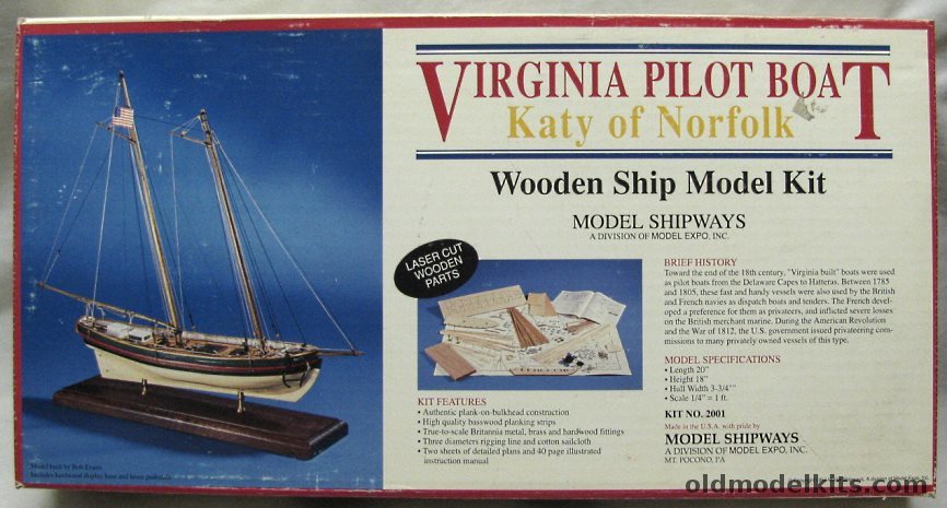 Model Shipways 1/48 Virginia Pilot Boat Katy  - 20 Inches Long, 2001 plastic model kit